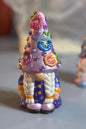 Hand Painted Gnome, Purple Gnome Decor, Floral Hat Gnome, One of a Kind Ceramic Gnome, Whimsical Shelf Decor, Handmade Gift