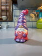 Hand Painted Ceramic Valentine Gnome, Purple Heart Hat, One of a Kind Gnome Figurine, Shimmery Boho Decor Gift