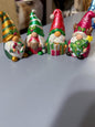 Hand Painted Ceramic Christmas Gnome Set of 4, One of a Kind Holiday De, Metallic Shimmer Gnome Figurines, Tiered Tray Decor, Christmas Gift