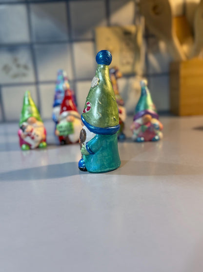 Hand Painted Ceramic Christmas Gnome Figurine, Gingerbread Gnome, Whimsical Winter Decor, One of a Kind Gift, Tiered Tray Decor