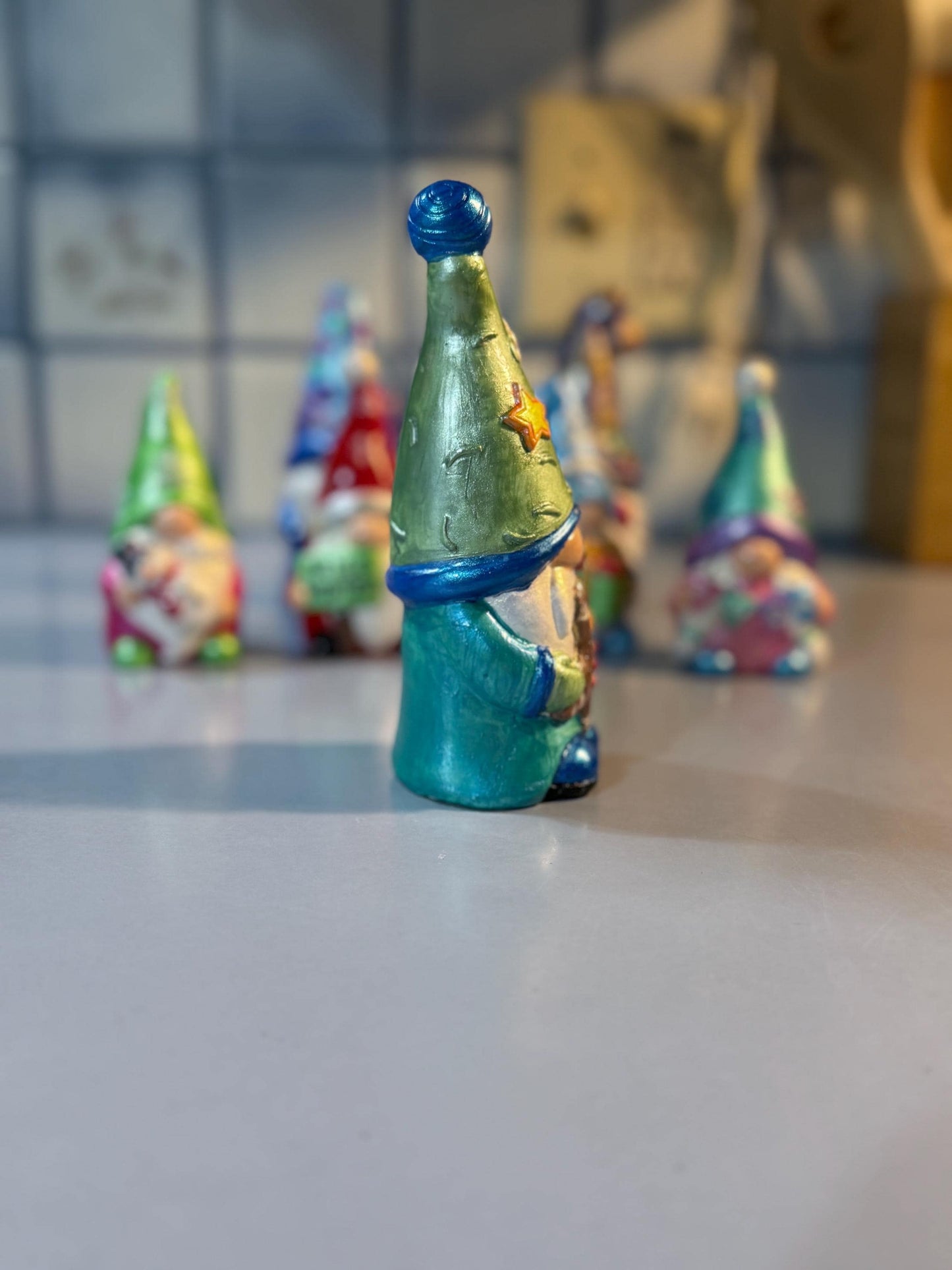 Hand Painted Ceramic Christmas Gnome Figurine, Gingerbread Gnome, Whimsical Winter Decor, One of a Kind Gift, Tiered Tray Decor