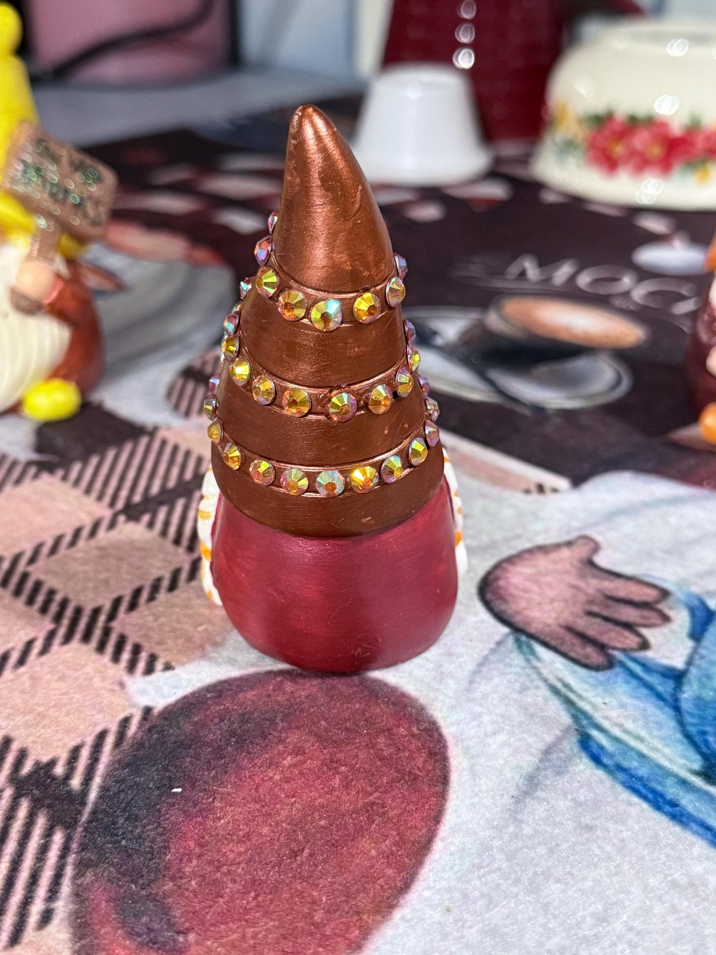Hand Painted Ceramic Thanksgiving Gnome Set, Autumn Harvest Decor, One of a Kind Gnome Figurines, Fall Tiered Tray Decor, Hostess Gift