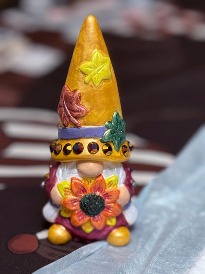 Hand Painted Ceramic Thanksgiving Gnome Set, Fall Harvest Decor, One of a Kind Gnome Figurines, Autumn Tiered Tray Decor, Hostess Gift