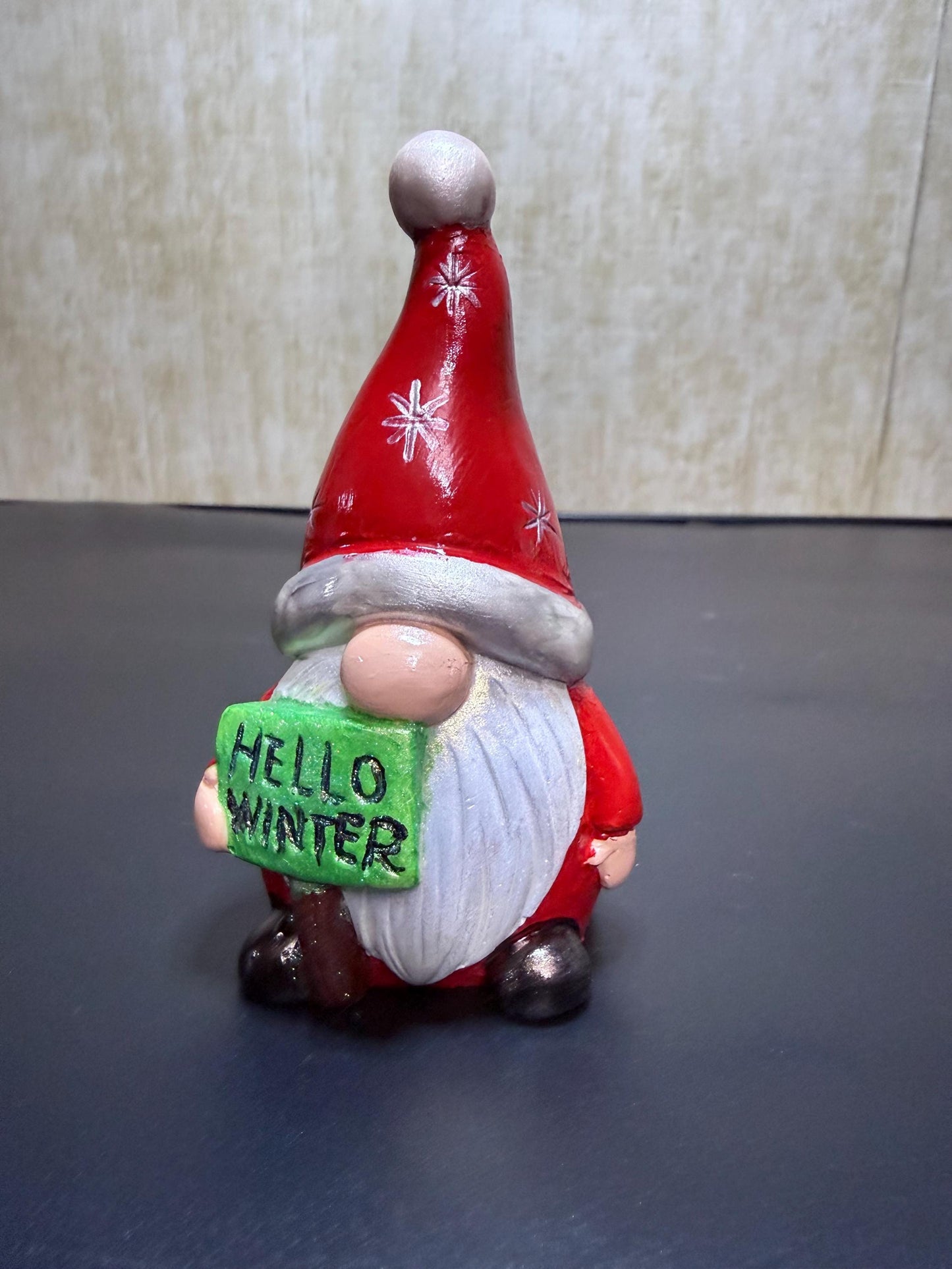 Hand Painted Ceramic Christmas Gnome Set, Winter Snowflake Gnomes, One of a Kind Holiday Decor, Tiered Tray Decor, Christmas Gift